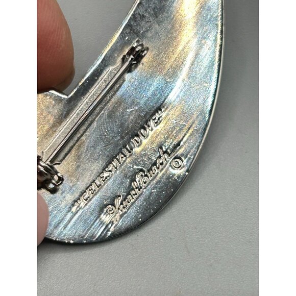 Laurel Burch Pin Brooch Celestial Dove Silver Tone Purple Enameled Bird - Picture 6 of 7